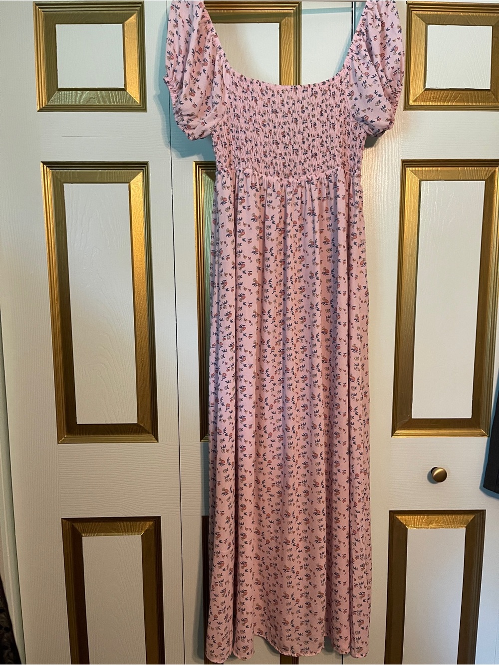 Pie in the Sky Pink Floral Maxi Dress with Puff Sleeves